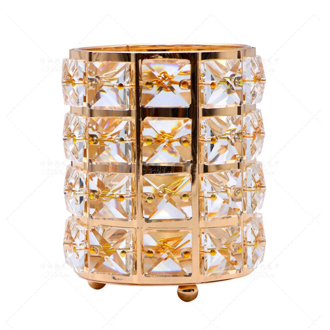 Handmade Crystal Makeup Brush Holder & Eyebrow Pencil Organizer - Gold Cosmetic Storage for Vanity, Bathroom, Office Desk | Perfect for Makeup Artists & Beauty Enthusiasts