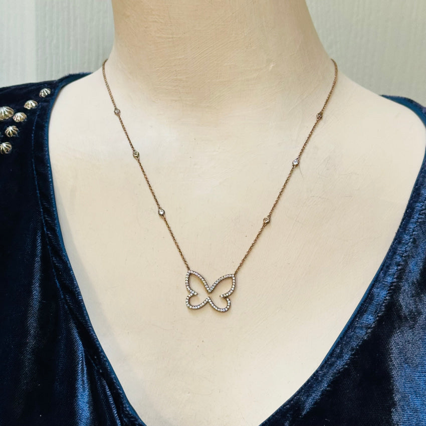 Sterling Silver & Cubic Zirconia Butterfly Pendant Necklace - Elegant Jewelry Gift for Women, Perfect for Valentine's Day, Anniversary & Special Occasions