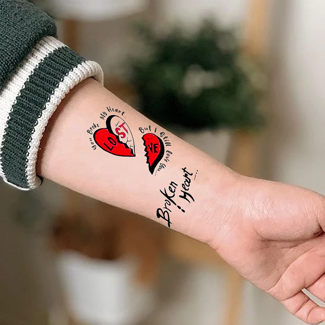Waterproof Broken Heart Love Temporary Tattoo for Men & Women - Perfect for Parties, Weddings & Romantic Date Nights