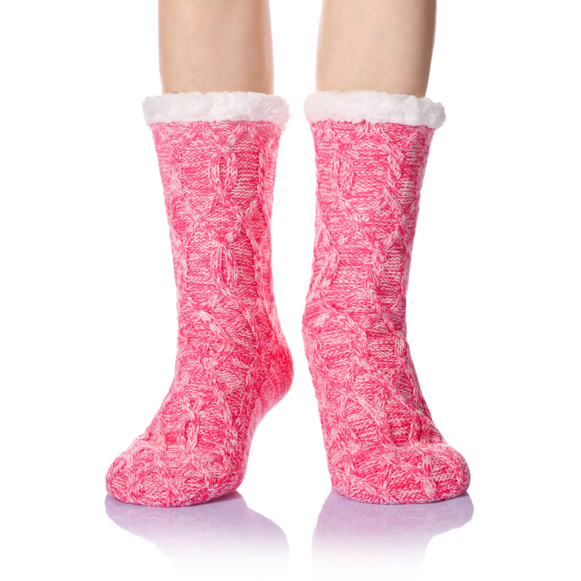 DoSmart Women's Fuzzy Slipper Socks - Winter Thermal Snowflake Fleece Lined Home Slippers - Cozy Warm Indoor House Socks for Christmas, Gift, Lounge & Relaxation