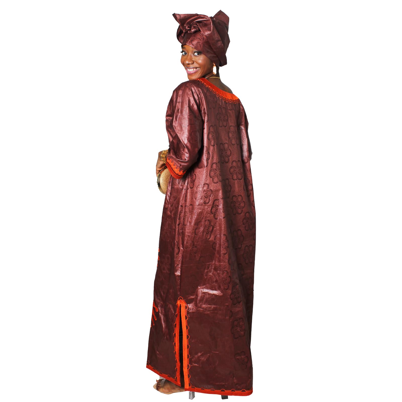 TIDOIRSA African Dresses for Women | Embroidered Bazin Boubou Wedding & Party Dress with Matching Scarf | Perfect for Bridal Showers, Cultural Events & Special Occasions