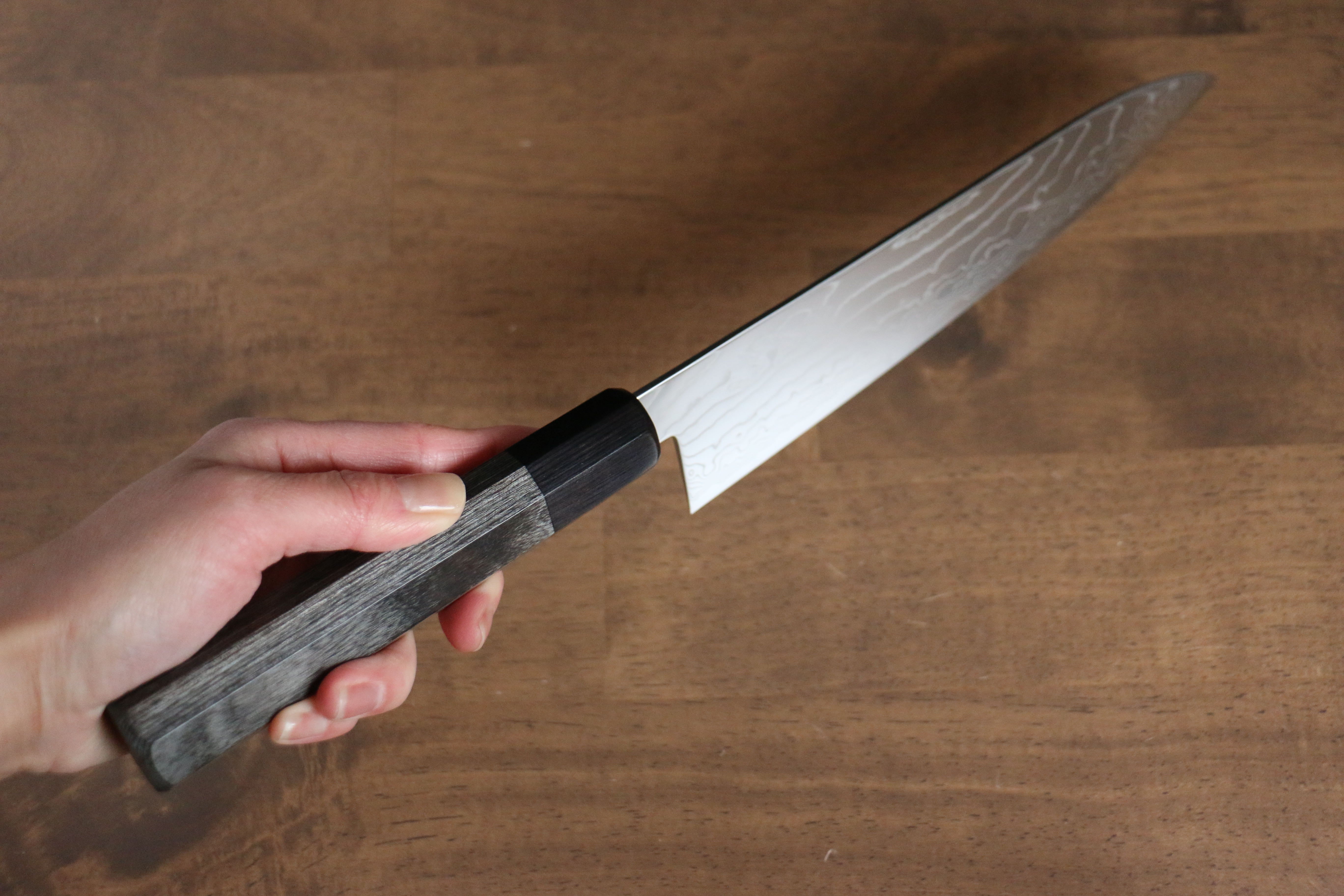 Premium Kajin Cobalt Special Steel Damascus Gyuto Chef Knife 210mm - Gray Pakka Wood Handle - Japanese Kitchen Knife for Professional Chefs & Home Cooking - Perfect for Slicing, Dicing & Meat Cutting