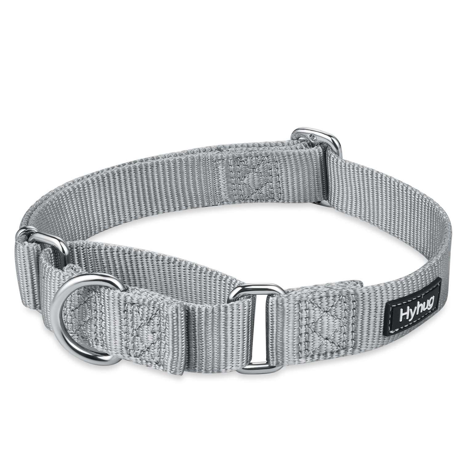 Hyhug Pets Premium Heavy Duty Nylon Martingale Dog Collar - Anti-Escape Training Collar for Medium Dogs, Comfortable & Safe for Daily Walks (Medium, Sleet Gray) - Perfect for Obedience Training and Secure Outdoor Adventures