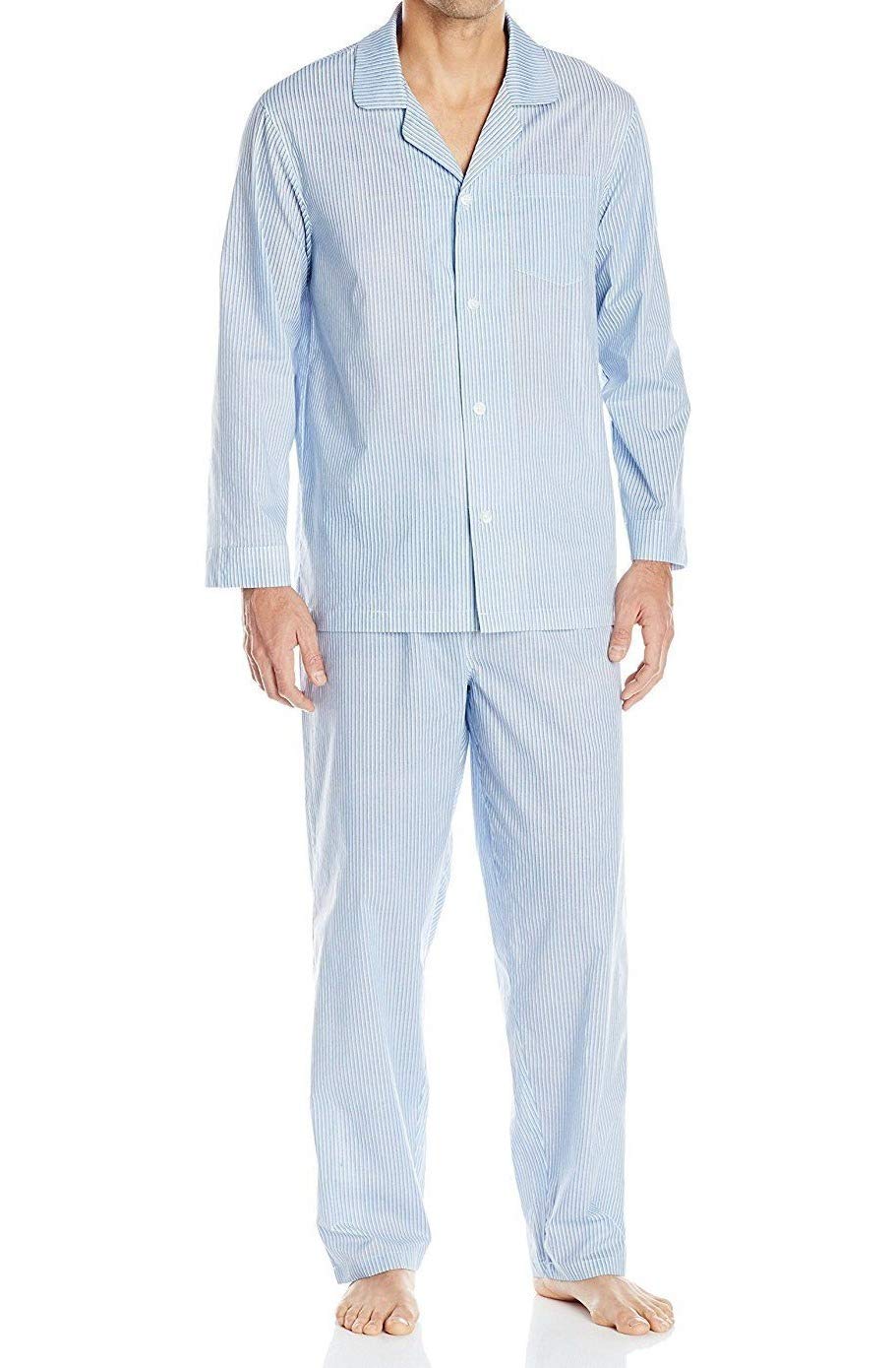 Fruit of the Loom Men's Long Sleeve Broadcloth Pajama Set - Soft Cotton Sleepwear for Comfortable Nights & Lounging at Home