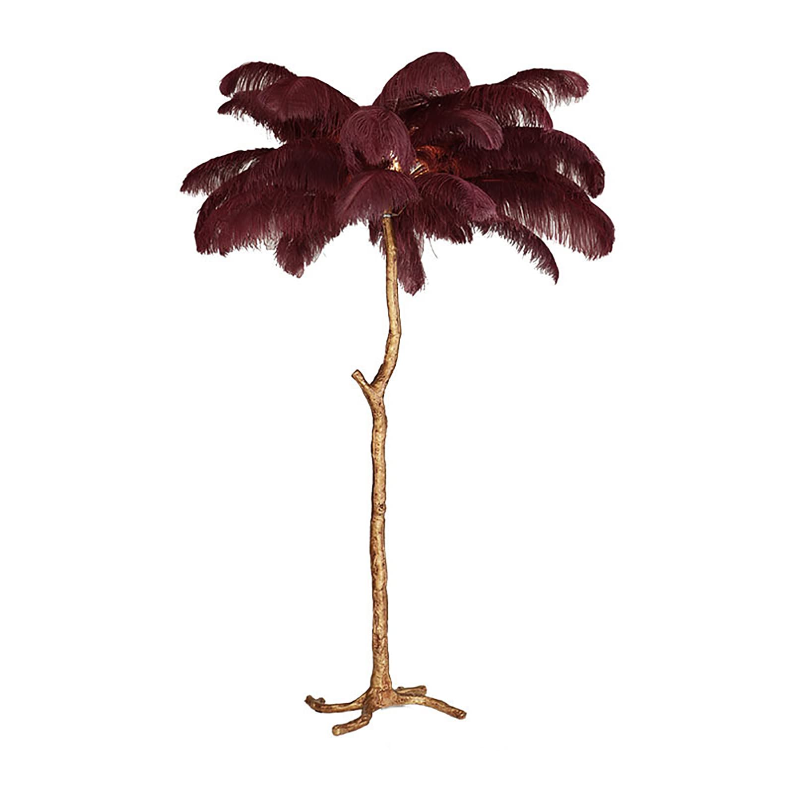 Nordic Style Ostrich Feather Table Lamp with Palm Tree Stand - Purple Home Decor Lighting for Bedroom, Living Room & Office - Perfect for Ambient and Accent Lighting