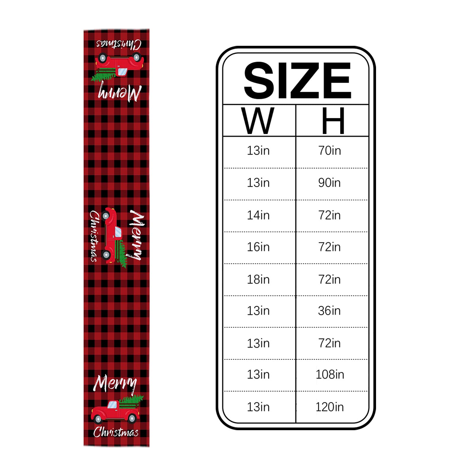 72 Inch Long Red and Black Buffalo Plaid Christmas Table Runner - Holiday Truck with Tree Design for Kitchen, Dining Table, Party & Home Decor (13x72 inches) - Perfect for Christmas Celebrations, Dinner Parties, and Festive Home Styling