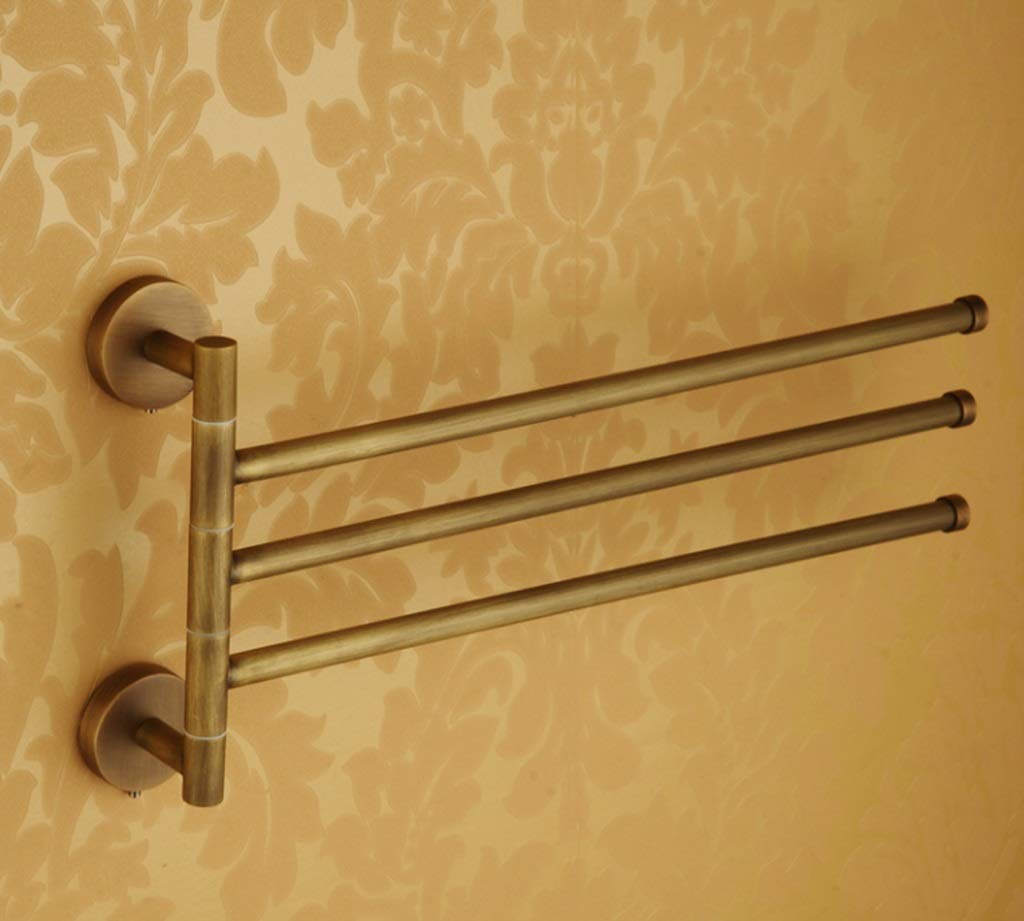 YZYSDT LYX Adjustable Antique Copper Towel Bar with 3 Movable Levers - Rustic Bathroom Towel Rack for Kitchen, Laundry Room & Spa Decor