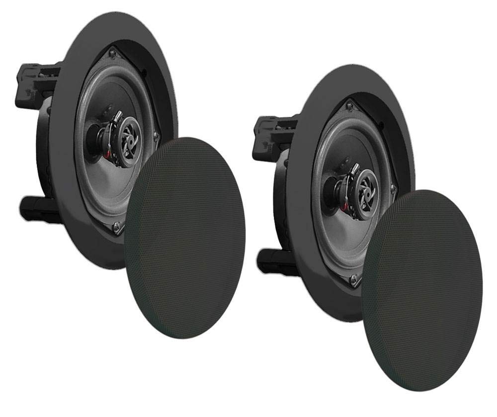 Pyle PDIC51RDBK 5.25 Inch 150 Watt Black In-Ceiling Flush Mount Speakers - Set of 8 - High Performance Audio for Home Theater, Background Music & Commercial Spaces