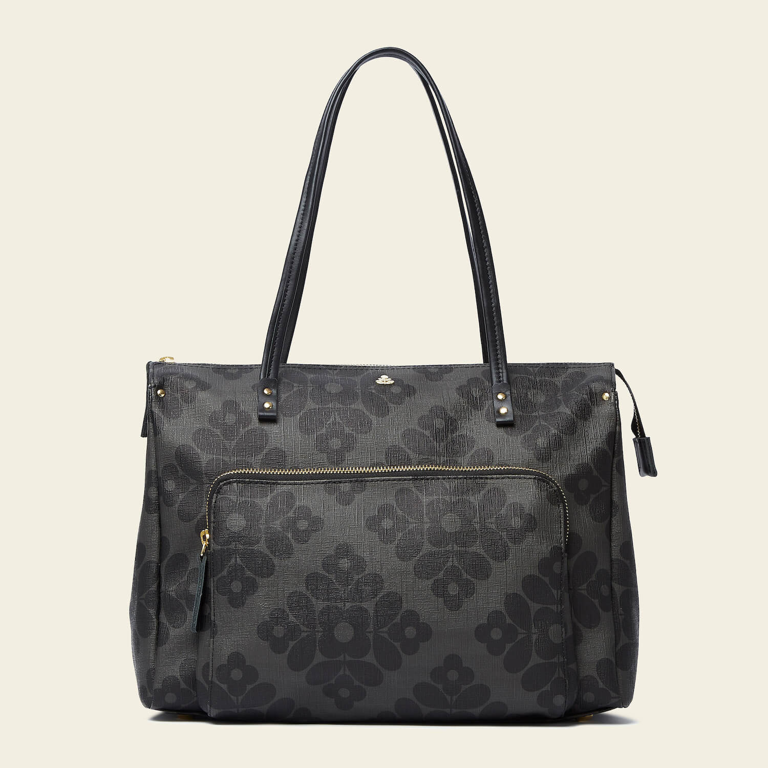 Watson Tote Bag - Stylish Flower Tile Charcoal Pattern - Perfect for Work, Travel & Shopping