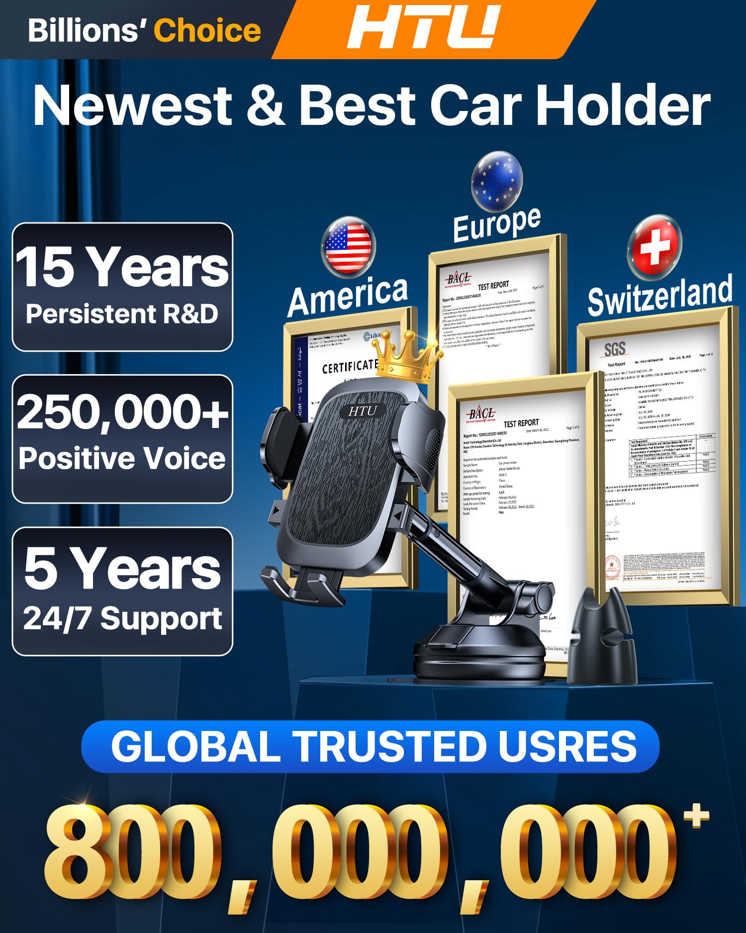 Super Heavy Duty 88 LBS Suction Cup Car Phone Holder - Universal Windshield/Dashboard/Window Mount for iPhone, Samsung & All Smartphones (Black) | Perfect for Road Trips, Commuting & GPS Navigation