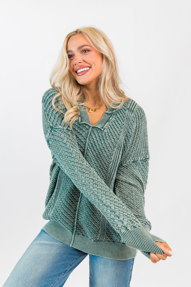 Olive Acid Wash Sweater - Soft Vintage Pullover for Women & Men | Perfect for Fall Layering & Casual Outfits