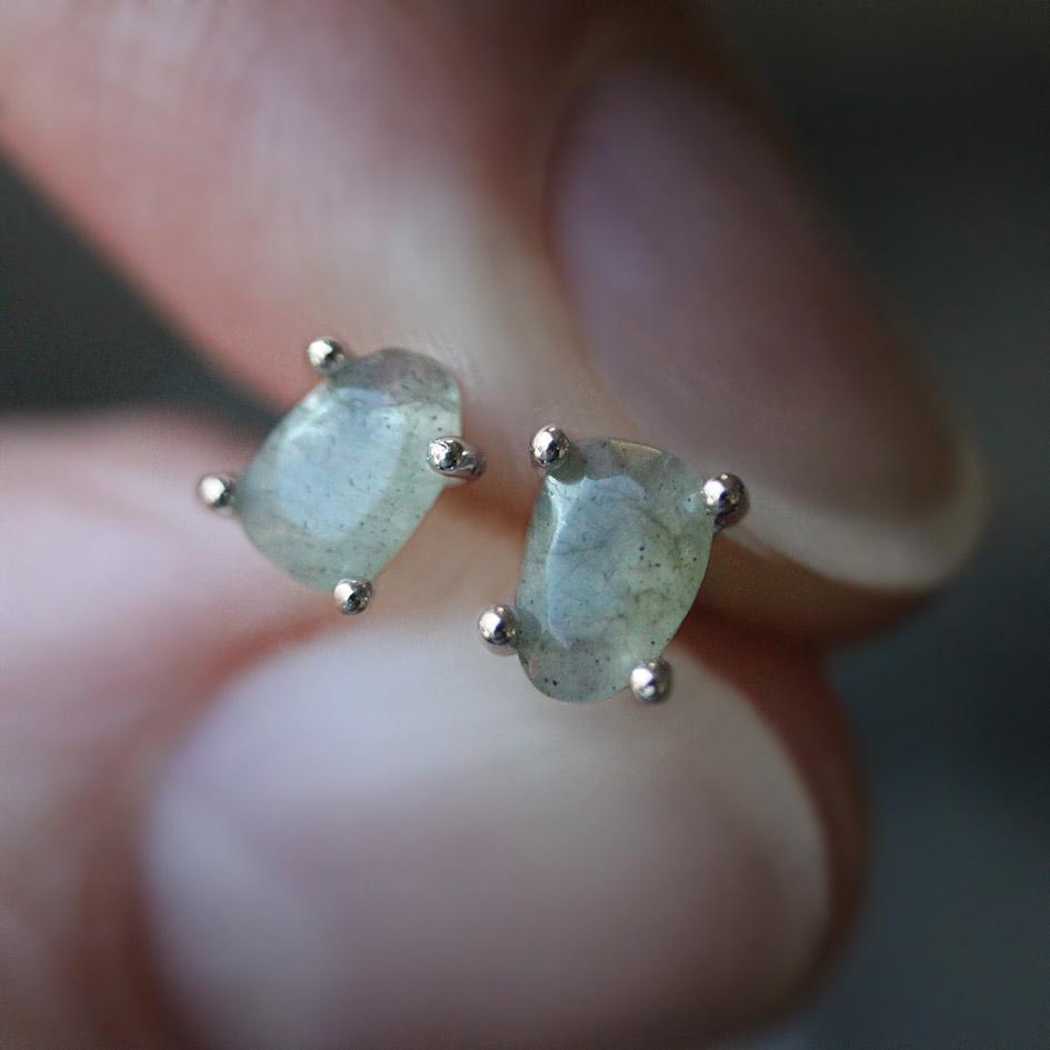 Labradorite Slice Sterling Silver Earrings for Women | Handmade Dangle Earrings | Boho Chic Jewelry for Everyday Wear & Special Occasions