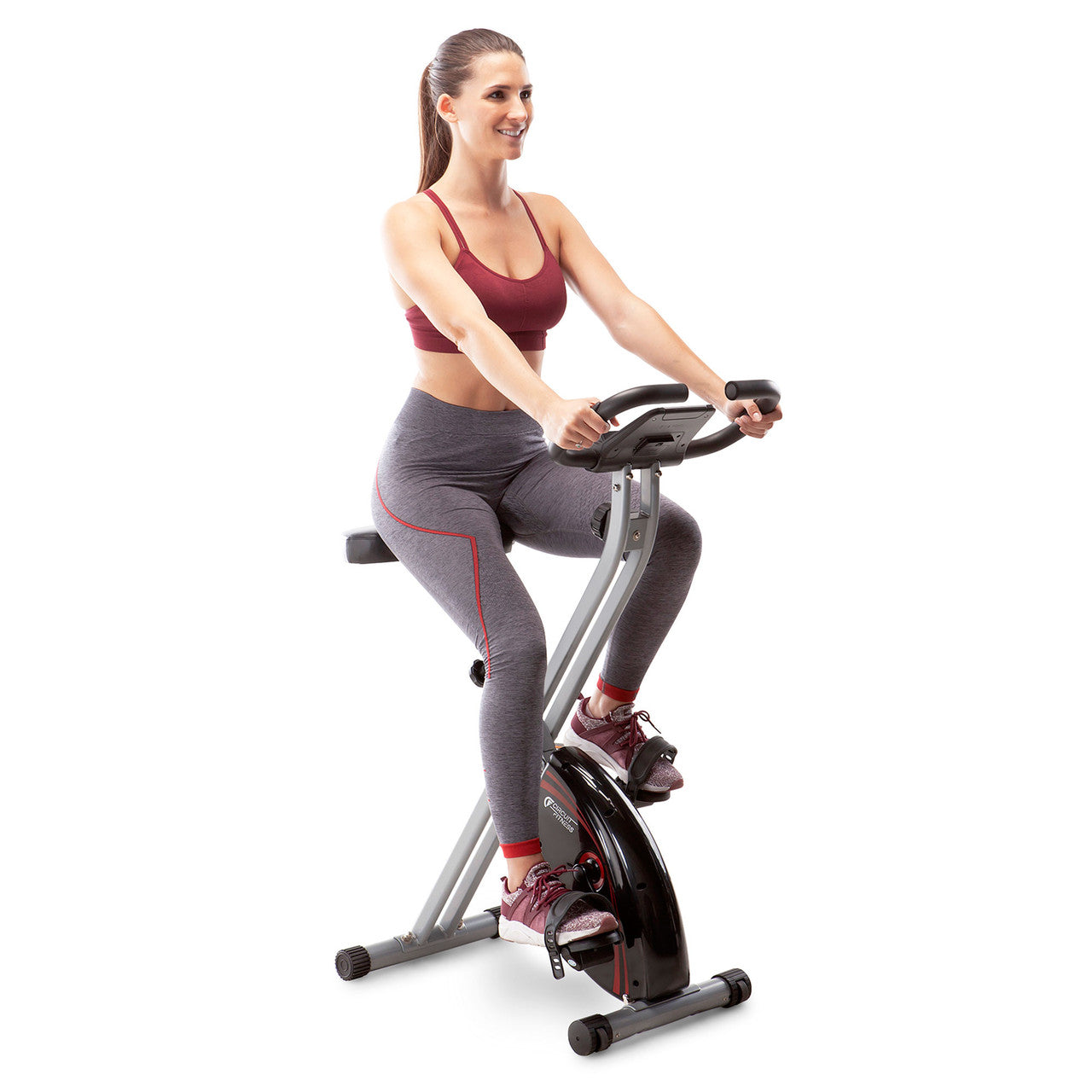 Circuit Fitness AMZ 150BK Folding Upright Exercise Bike with Adjustable Resistance - Perfect for Home Gym, Cardio Workouts & Small Spaces