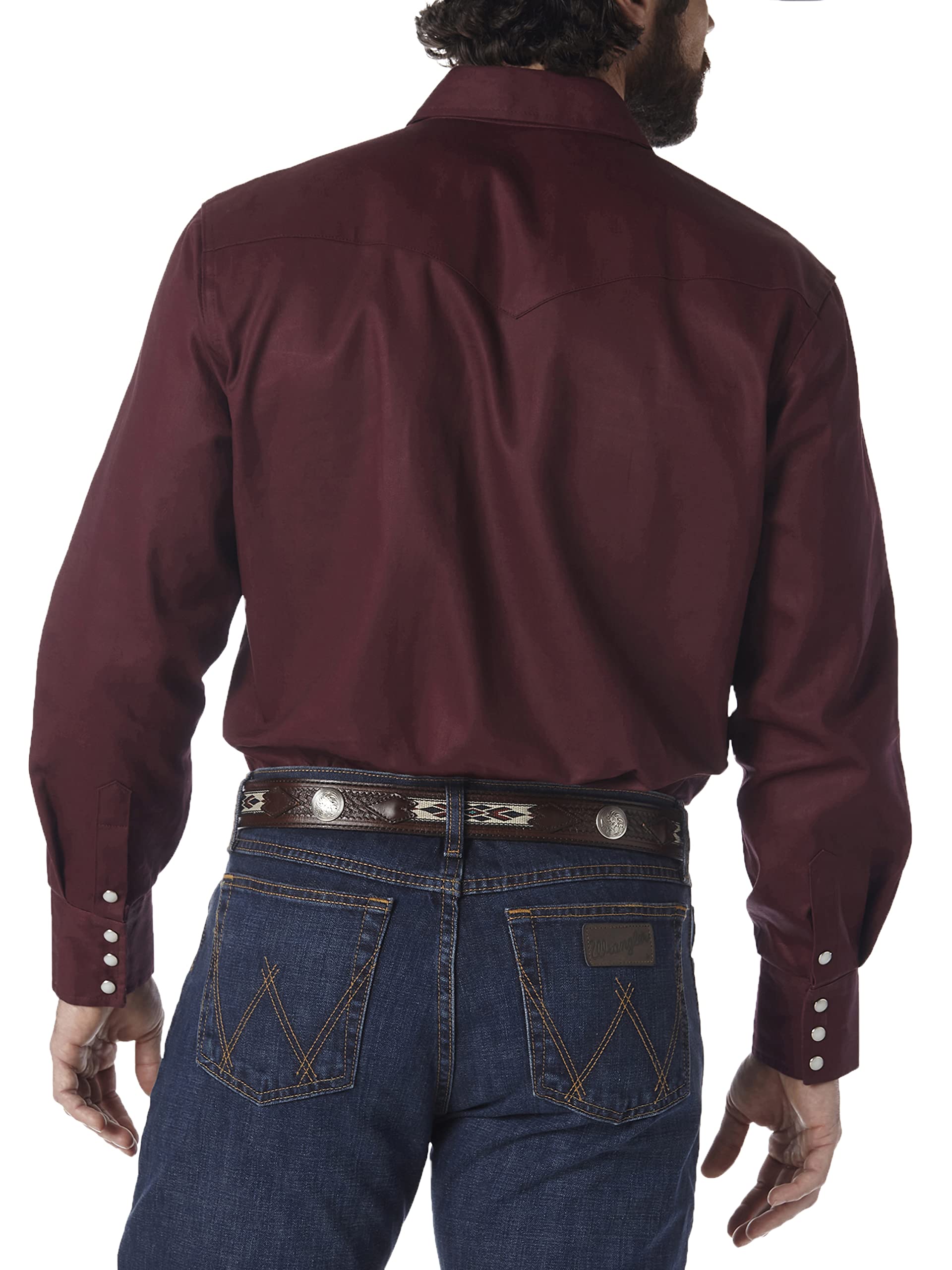 Wrangler Men's Performance Snap Long Sleeve Shirt - Durable Work & Outdoor Shirt for Hiking, Camping & Casual Wear
