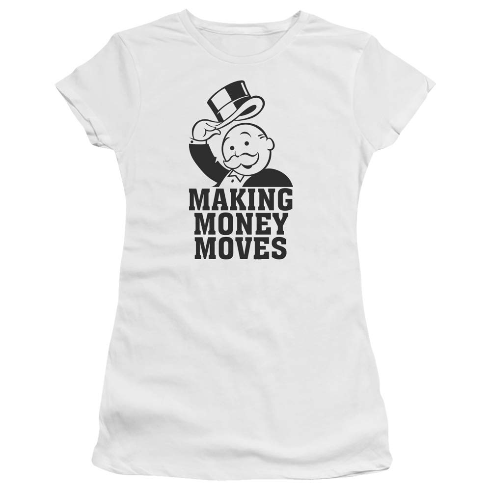 Trevco Monopoly Money Moves Juniors' Sheer Fitted T-Shirt | Fun Board Game Inspired Top for Girls | Perfect for Game Nights, Costume Parties & Casual Wear