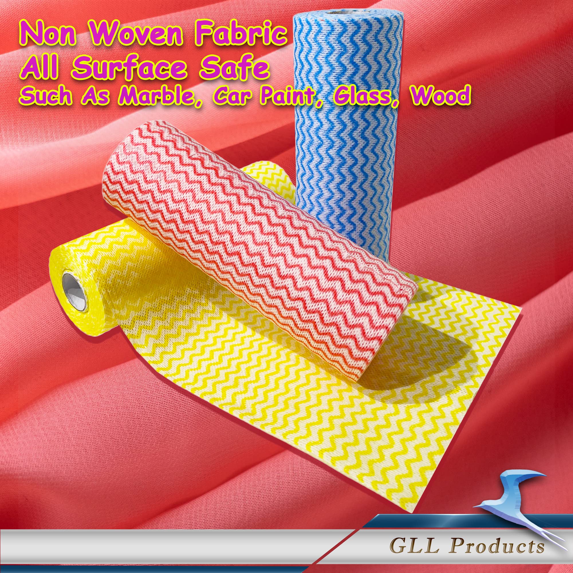 GLL Disposable Cleaning Cloths Roll - 2400 Sheets (48 Rolls) | Multi-Purpose Wipes for Kitchen, Bathroom, Car & Furniture Cleaning | Ideal for Spills, Dusting & Quick Cleanups