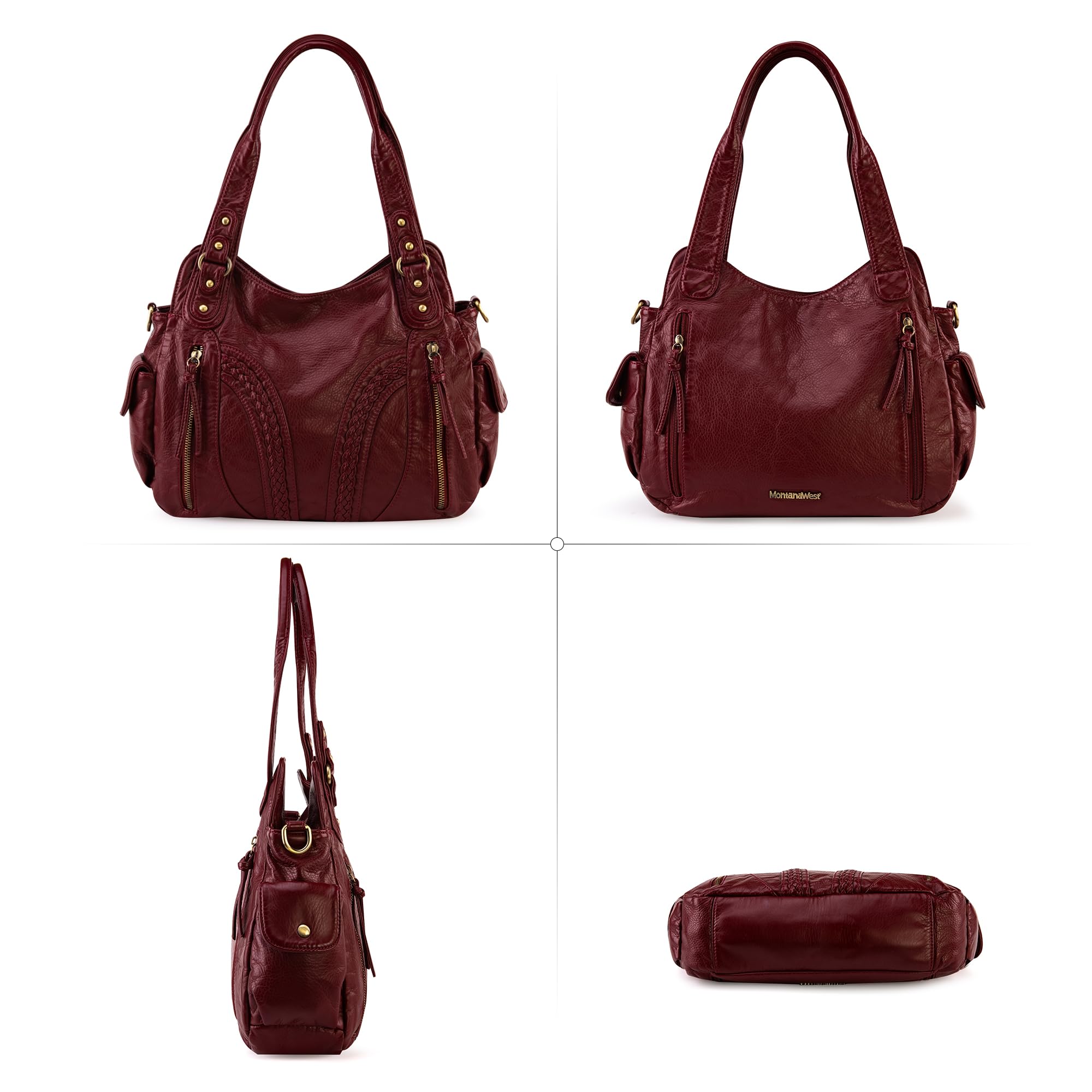 Montana West Genuine Washed Leather Hobo Bag for Women - Large Roomy Shoulder & Crossbody Handbag - Perfect for Work, Travel & Everyday Use