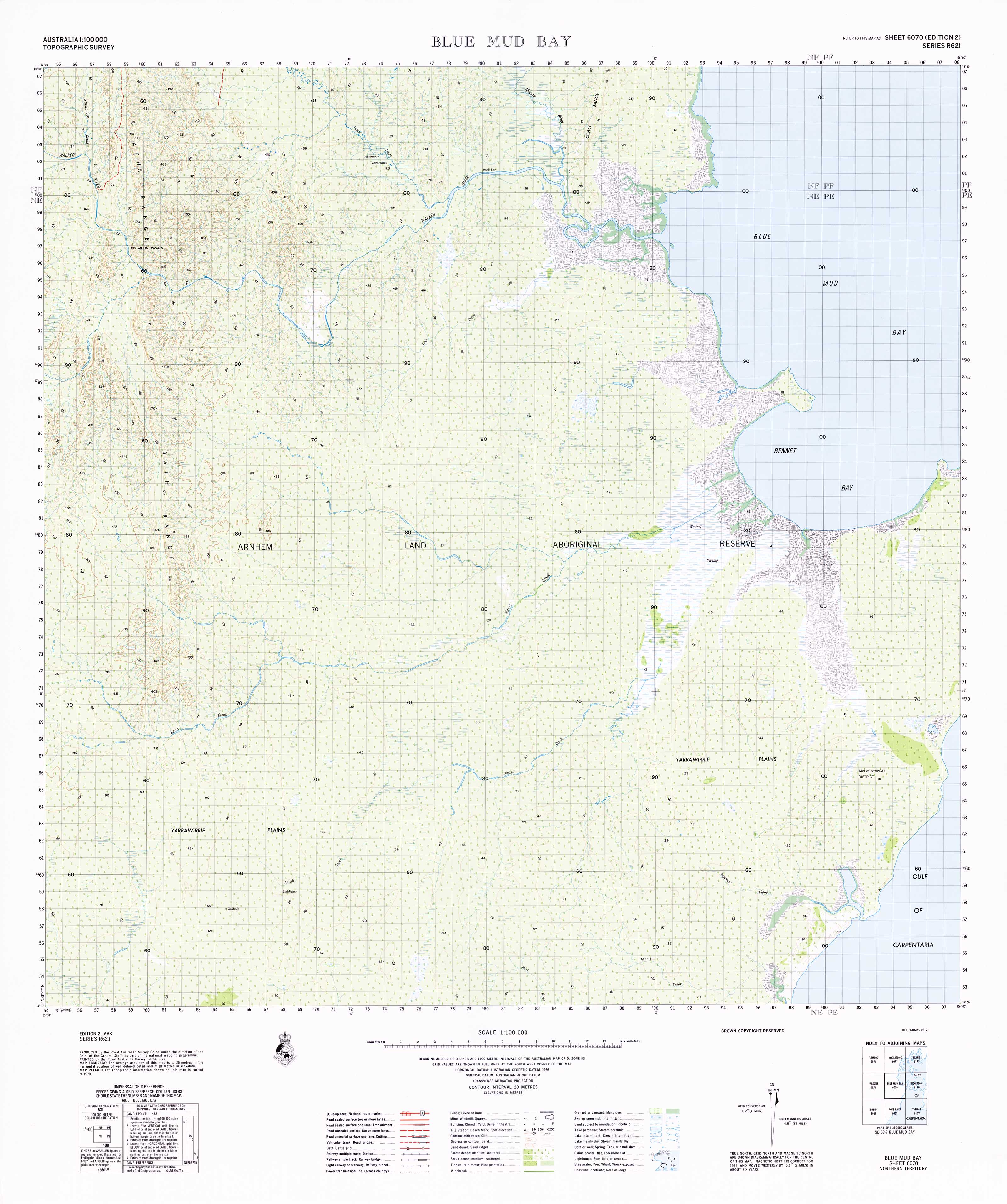 6070 Blue Mud Bay 1:100,000 Scale Topographic Map - Hiking, Camping & Outdoor Adventure Navigation