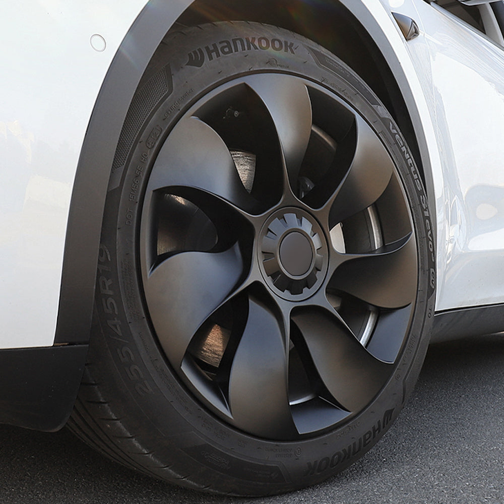 Tesla Model Y 19 Inch Überturbine Wheel Cover Set (4PCS) - Matte Black Hub Caps for Enhanced Style & Protection | Perfect for Road Trips & Daily Commutes