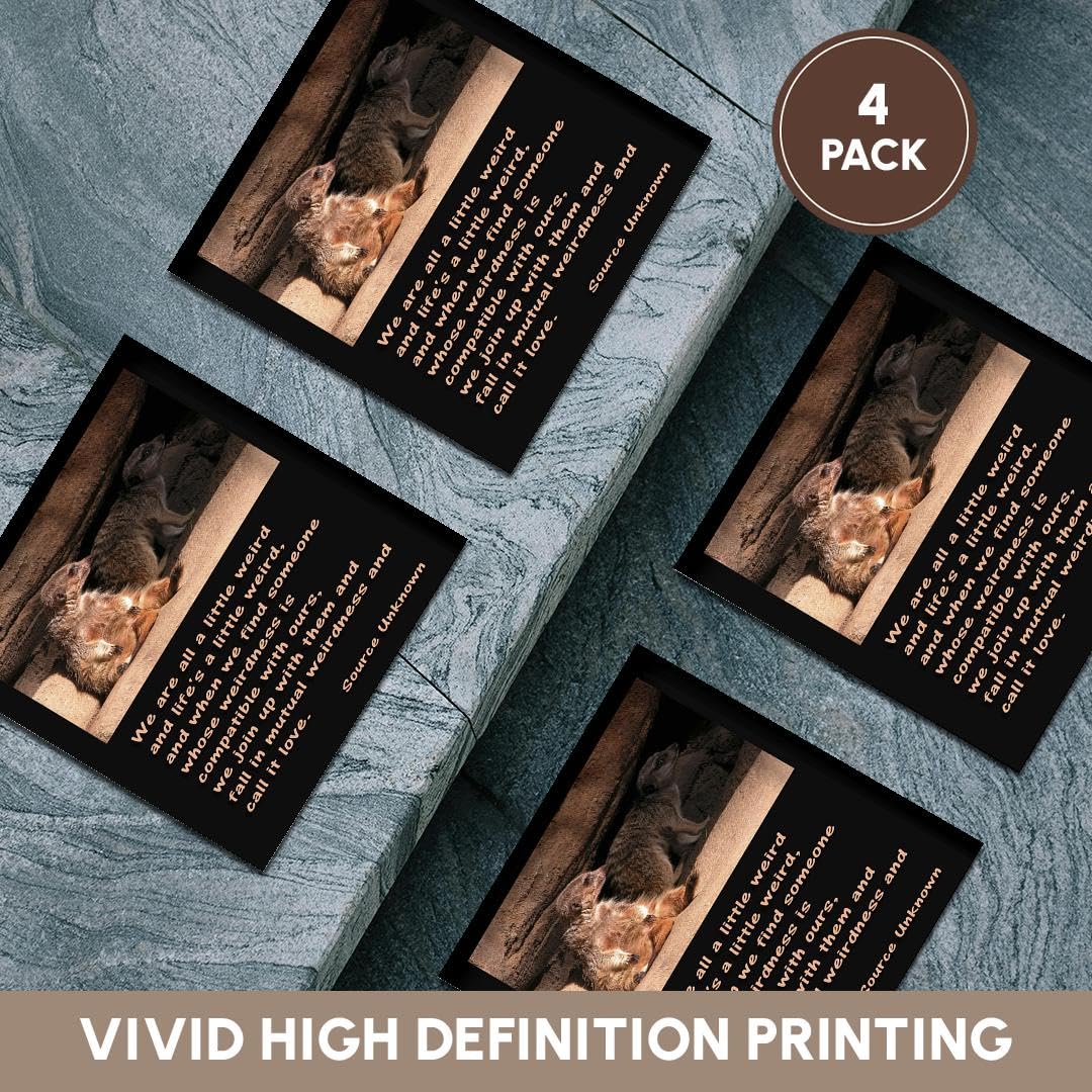 3dRose Meerkats 'We Are a Little Weird' Ceramic Tile Coasters - Set of 4 | Unique Animal-Themed Drink Coasters for Home, Office, or Gifts