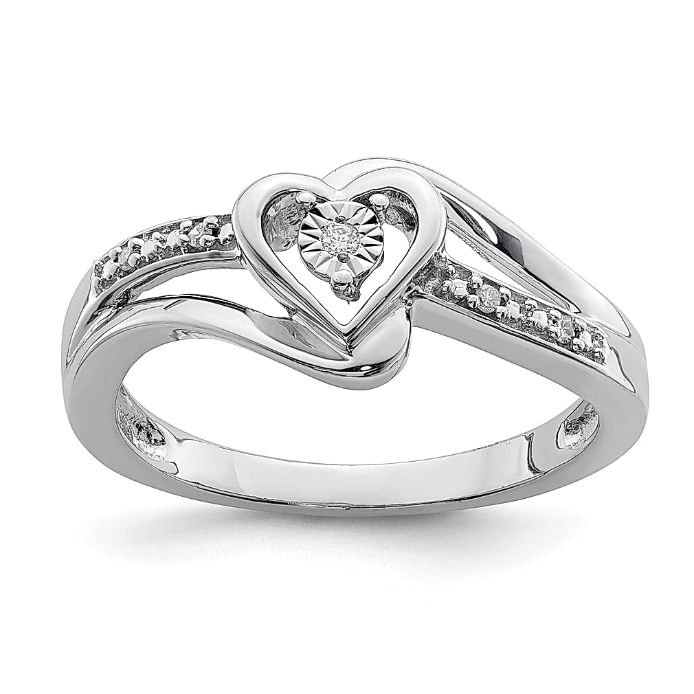 925 Sterling Silver Diamond Heart Band Ring for Women - Elegant Love Jewelry Gift for Her, Perfect for Anniversaries, Valentine's Day & Romantic Occasions
