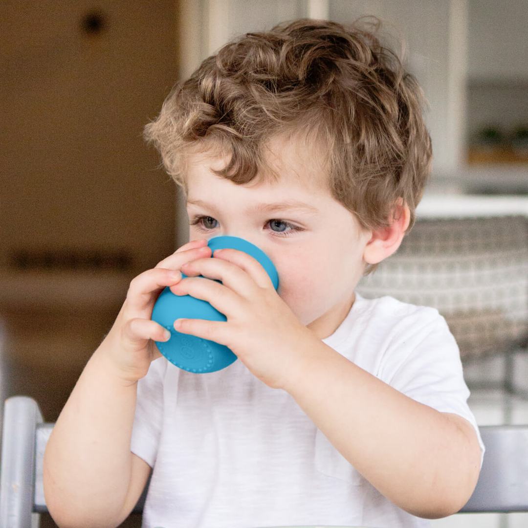 ezpz Mini Cup - Non-Spill Silicone Toddler Cup with Lid | Perfect for Baby's First Sippy Cup, Travel & Daycare Use