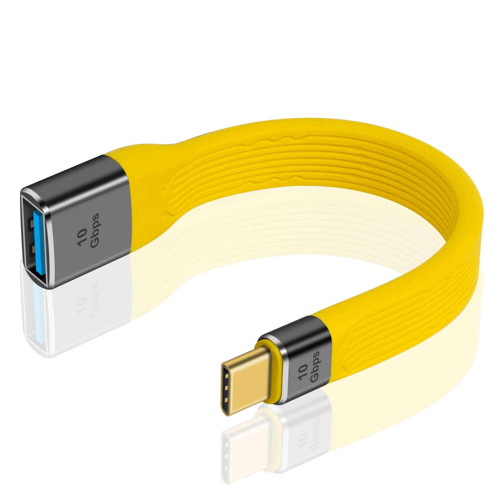 Duttek USB C to USB 3.1 Gen 2 Cable 10Gbps - Short 12cm USB C Male to USB A Female OTG Adapter - Fast Charging & Data Sync for MacBook Pro, Samsung Galaxy - Perfect for Travel, Office & Home Use (Yellow)