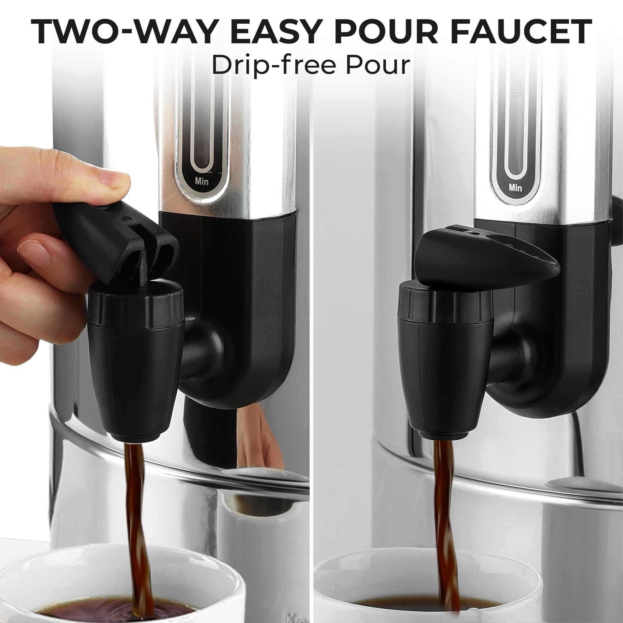 Zulay 100-Cup Commercial Coffee Maker - Stainless Steel Large Percolator Pot with Quick Brew & Heat Retention - Ideal for Coffee, Tea, Water & Beverages at Events, Catering, Offices & Restaurants - Silver
