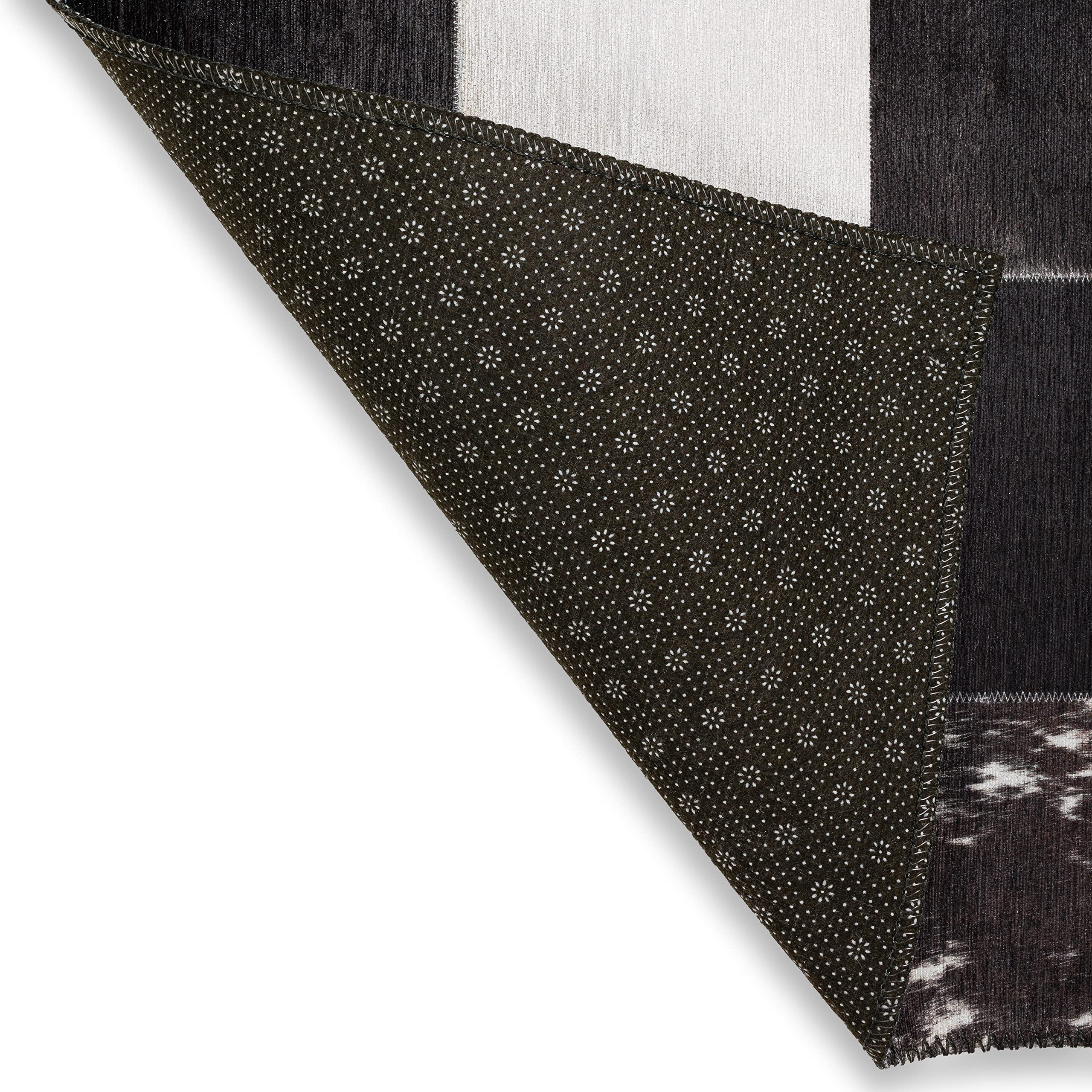 Addison Rugs Laredo ALR40 Black Washable 8' x 10' Indoor/Outdoor Area Rug - Machine Washable, Non-Shedding, Easy Clean - Perfect for Bedroom, Living Room, Dining Room, Kitchen, Entryway & Patio Decor