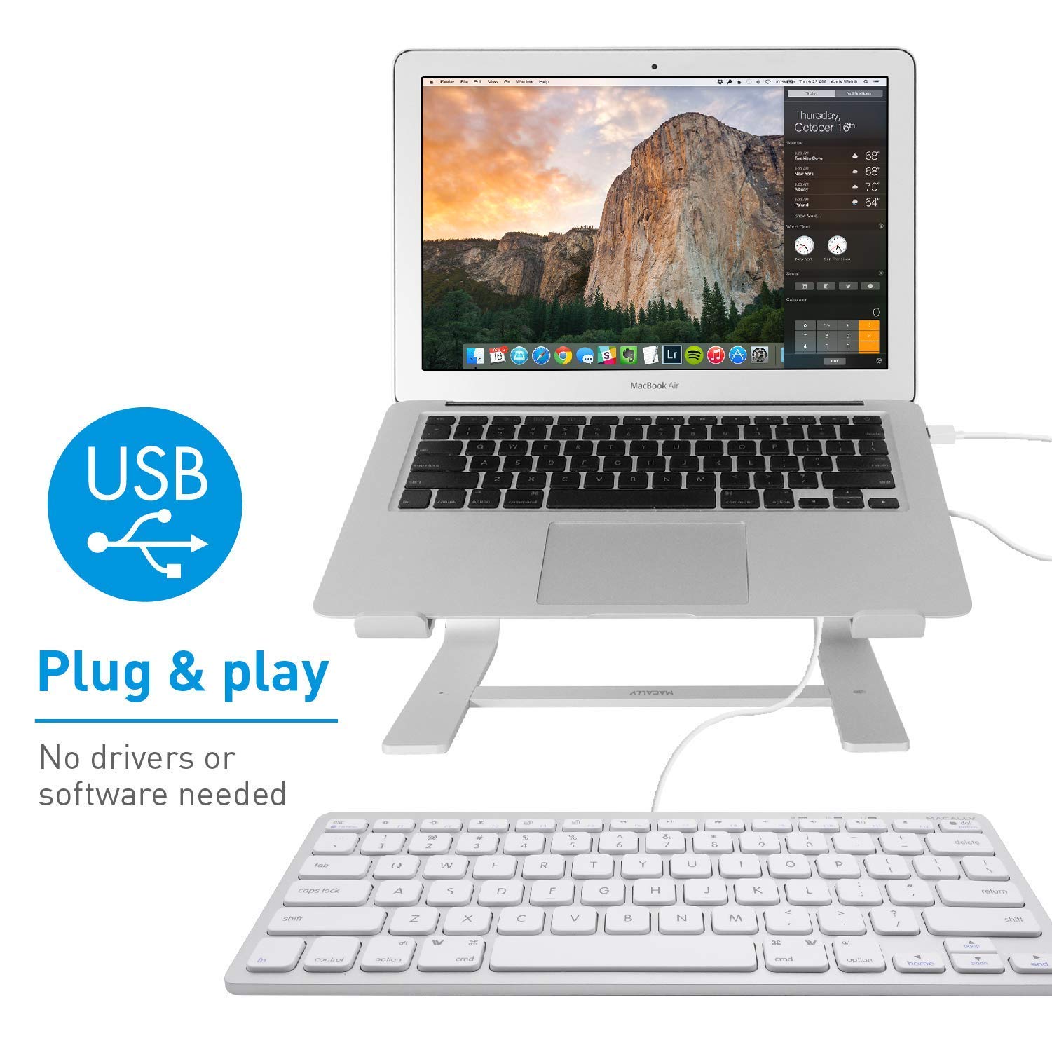 Macally Mini Wired Keyboard and Quiet Wired Mouse Set - Compact USB Computer Keyboard & Silent Click Mouse for Office, Home, Gaming & Productivity Workspace Setup
