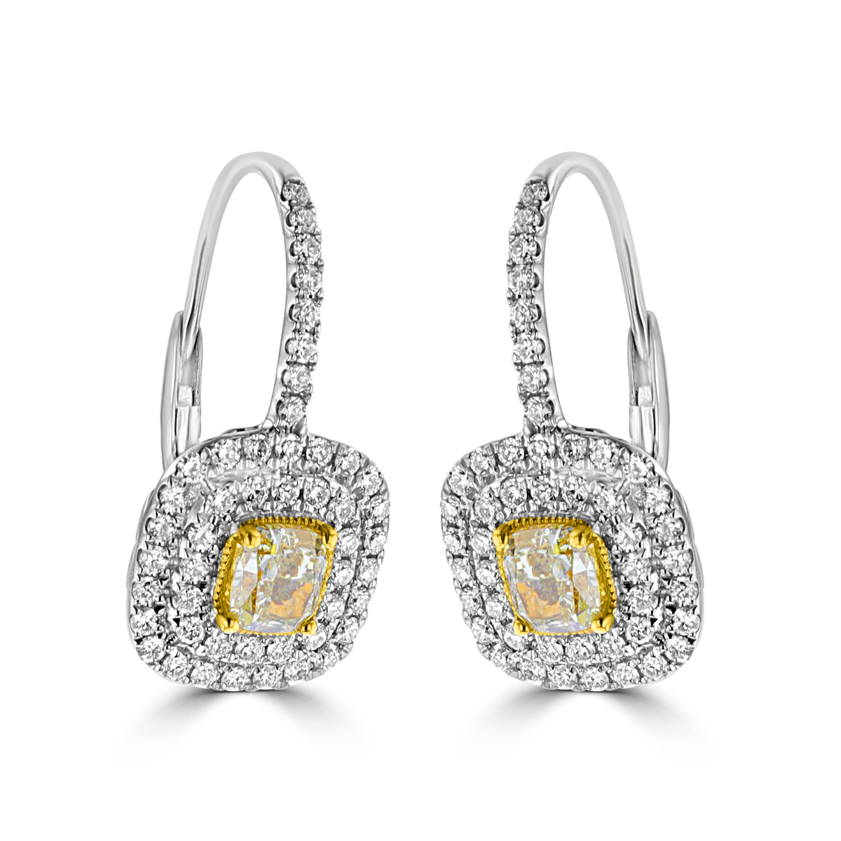 18KT Gold 1.47 CTW Yellow & 1.02 CTW Diamond Earrings – Luxury Stud Earrings for Women, Perfect for Weddings, Parties & Special Occasions