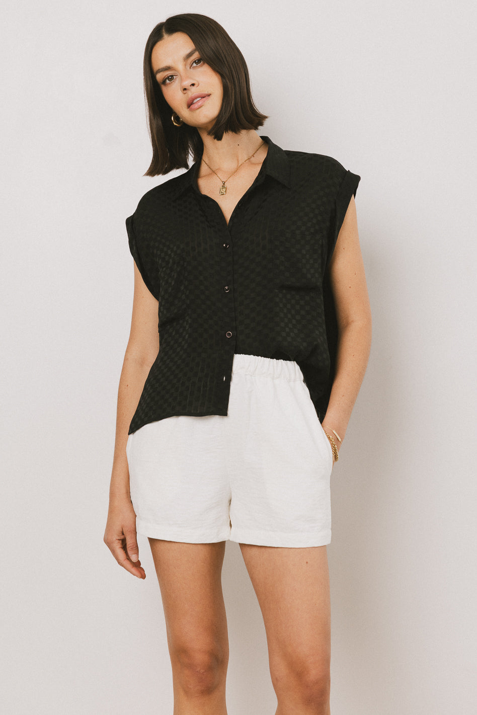 Black Luka Checkered Button-Up Shirt for Men - Casual & Formal Wear - Perfect for Office, Date Night & Outdoor Activities