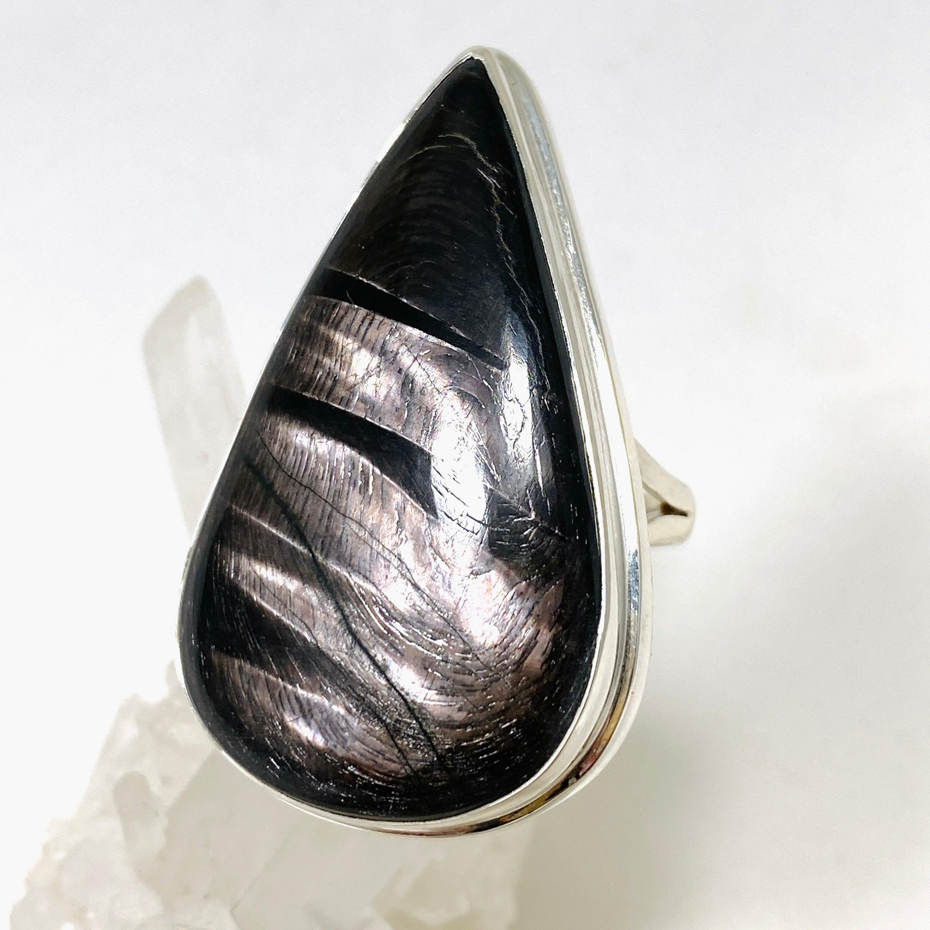 Hypersthene Teardrop Split Band Ring - Size 11 - KRGJ3149 | Elegant Crystal Jewelry for Women, Perfect for Weddings, Parties & Everyday Wear
