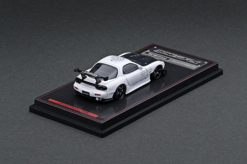 1:64 Scale Mazda RX-7 FD3S RE Amemiya White Diecast Model Car - Collectible Toy for Display, Racing Enthusiasts & Japanese Car Fans