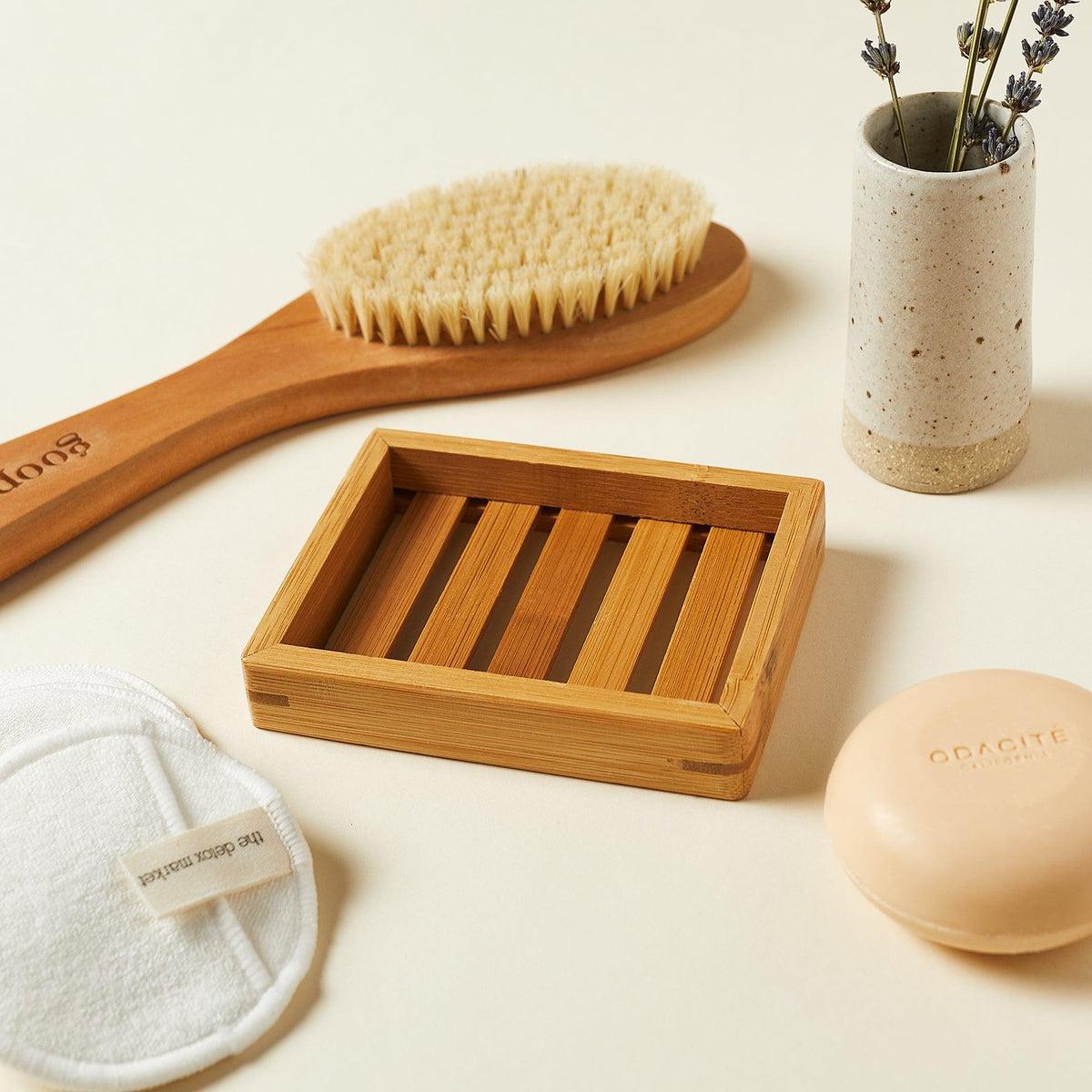 Natural Bamboo Soap Dish Holder - Eco-Friendly Bathroom Organizer for Bar Soap | Perfect for Shower, Sink Countertop & Spa Decor