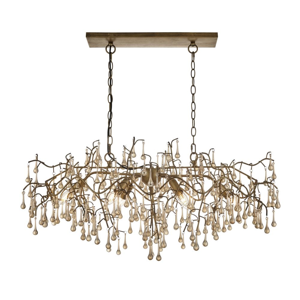 Athena 6L Kitchen Island Light - Aged Gold & Champagne Finish Pendant Lighting for Modern Farmhouse, Dining Room & Bar Counter Decor
