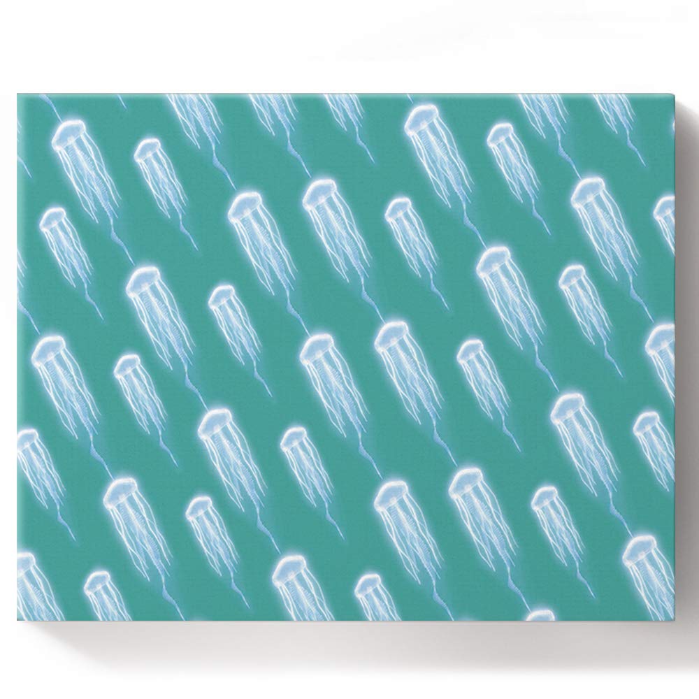 DIY Jellyfish Paint by Numbers Kit for Adults - Ocean Animal Canvas Oil Painting with Acrylic Paints & Brushes (12x16 Inch) - Relaxing Art Therapy & Home Decor