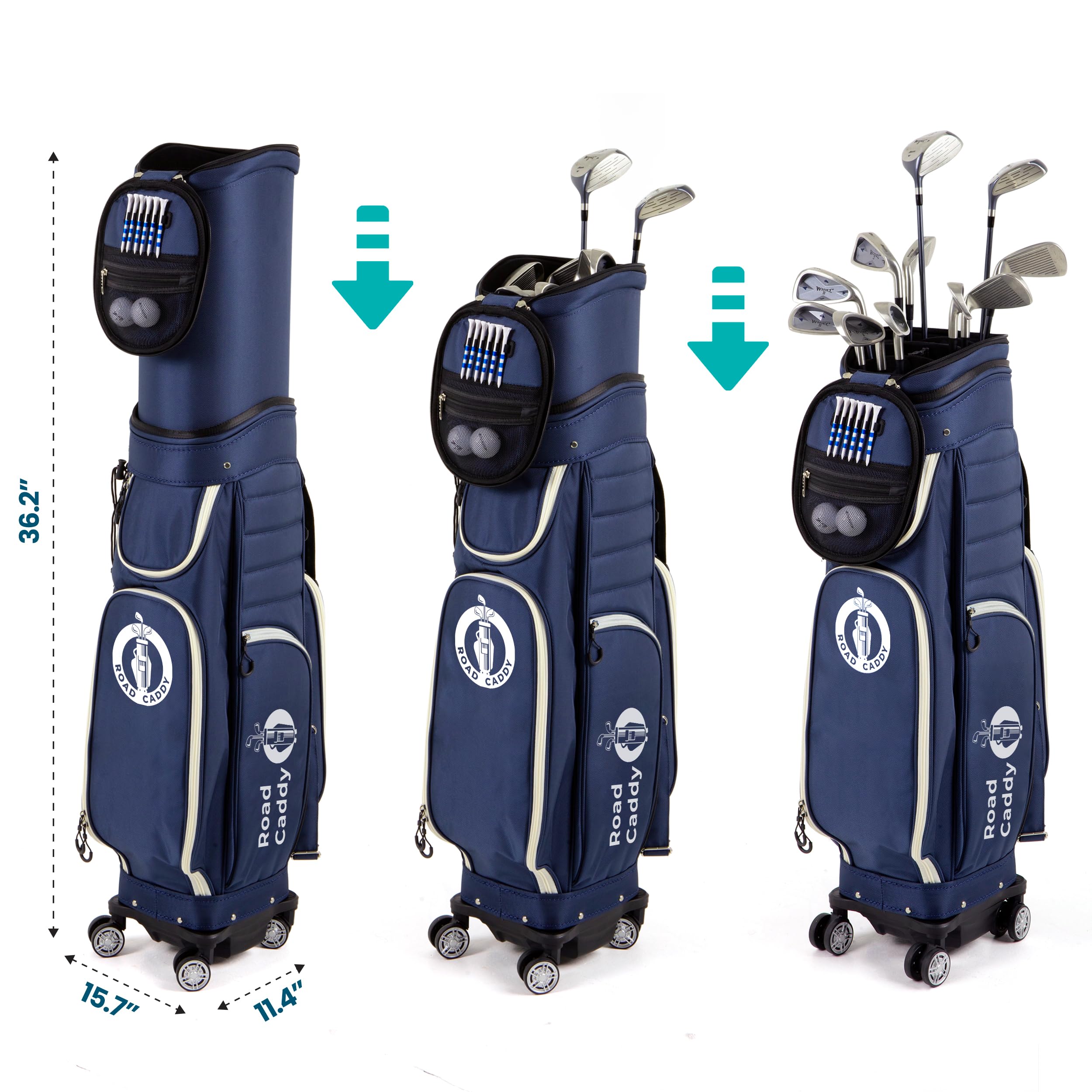 2-in-1 Hard Shell Golf Travel Bag with Wheels - Airline Approved Retractable Golf Case for Club Protection | Durable Golf Club Cover for Travel & Storage | Perfect for Air Travel, Golf Tournaments & Practice Sessions