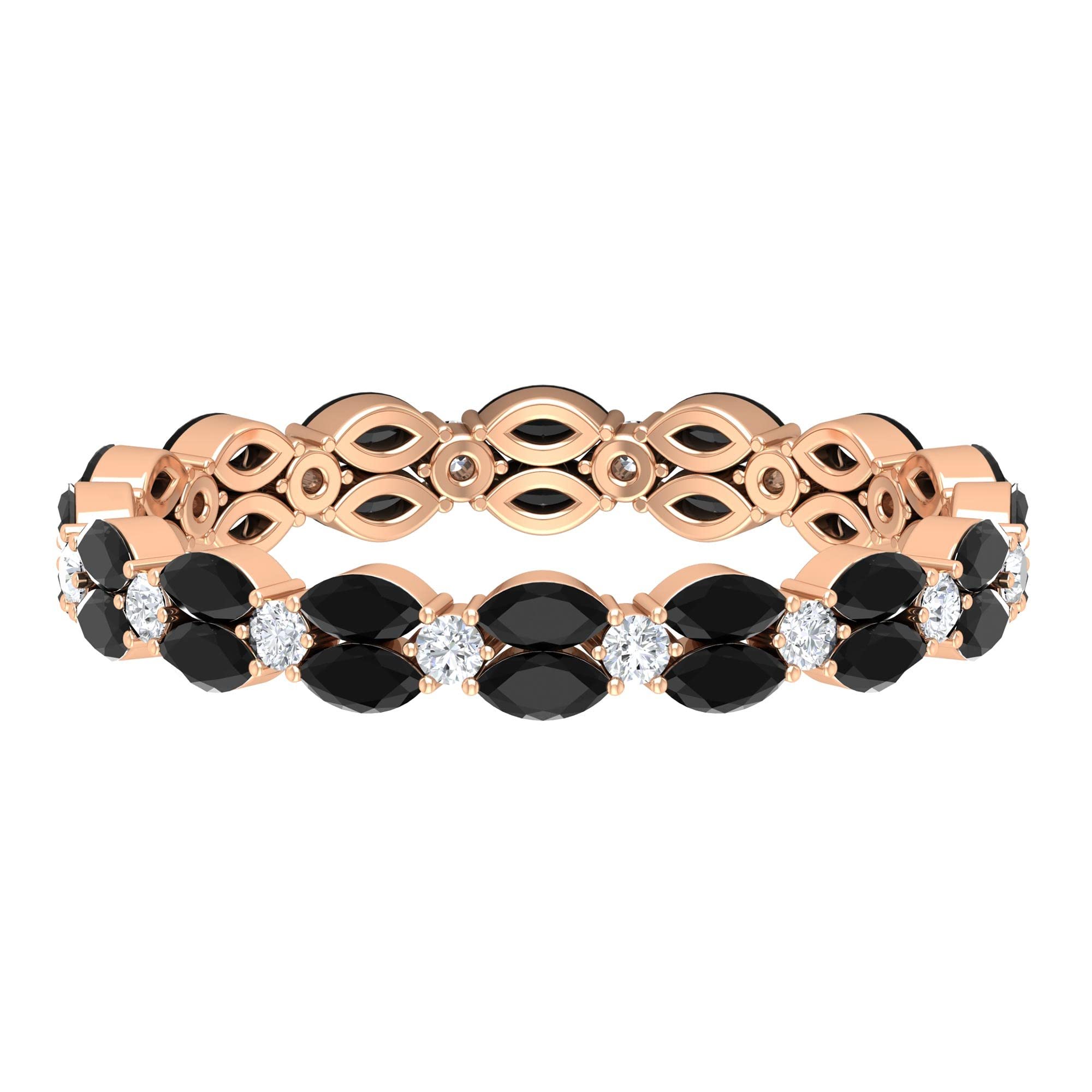 1 CT Black Onyx and Diamond Ring in 14K Solid Gold | December Birthstone Eternity Band | Elegant Stackable Wedding Ring for Women | Perfect for Anniversaries, Engagements & Special Occasions