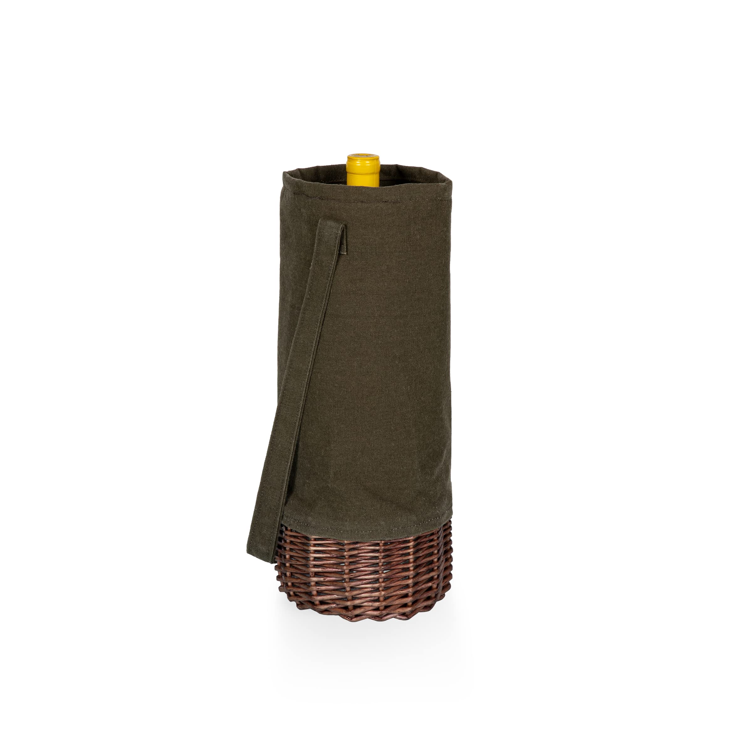 PICNIC TIME Malbec Insulated Canvas & Willow Wine Bottle Basket - Premium Wine Tote & Gift Bag for Picnics, Parties & Outdoor Gatherings
