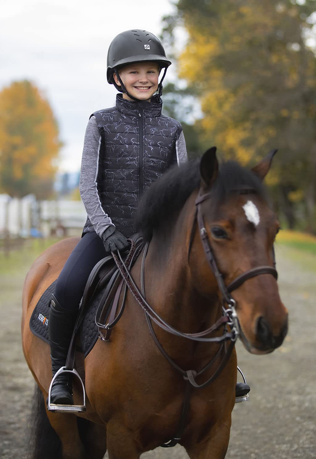 Kerrits Kids Power Stretch Fleece Knee Patch Winter Horse Riding Tights - Warm Polartec Equestrian Leggings with Pocket for Girls & Boys | Perfect for Cold Weather Riding Lessons & Stable Activities