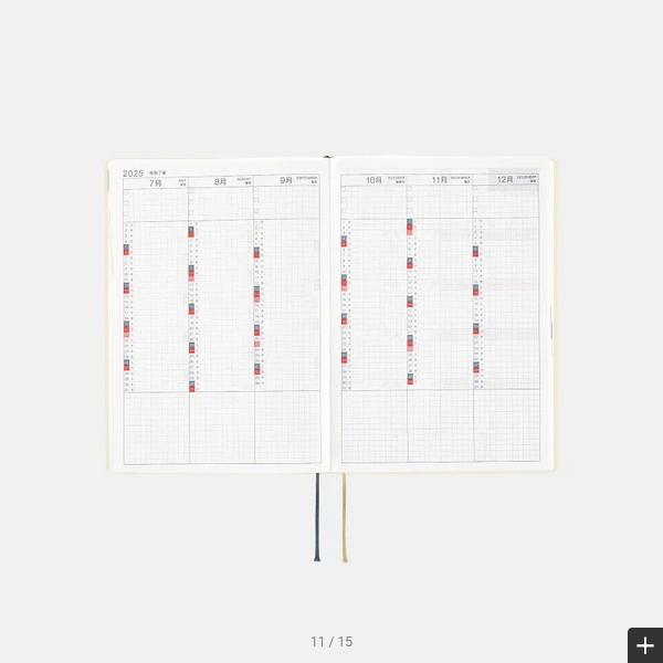 Hobonichi Techo 2025 Planner - A5 Size Daily Journal (Ivory) | English Edition | January Start | Monday Start | Perfect for Work, School & Personal Organization