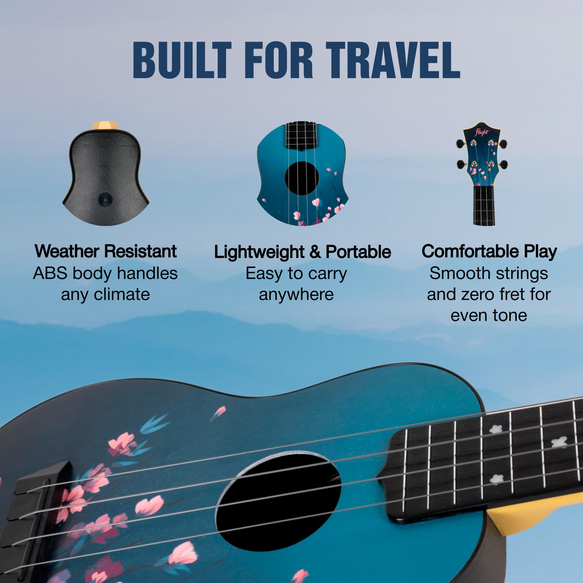 4-String Concert Scale Ukulele - Soprano Size with Sakura Design (TUSL-32) - Perfect for Beginners, Travel & Beach Music