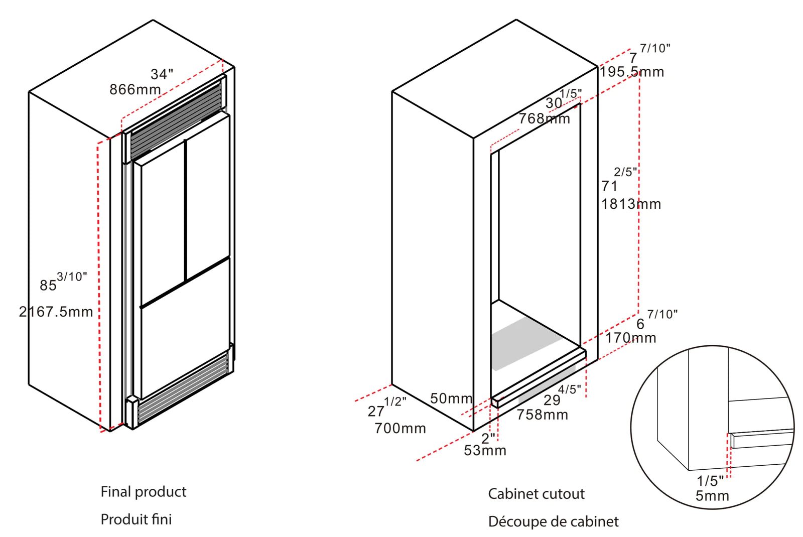 Forno Gallipoli 31 Inch French Door Refrigerator with Built-In Ice Maker - Energy Efficient Stainless Steel Fridge for Modern Kitchen (Model FFFFD1974 35SG) | Perfect for Family Homes, Entertaining & Large Grocery Storage