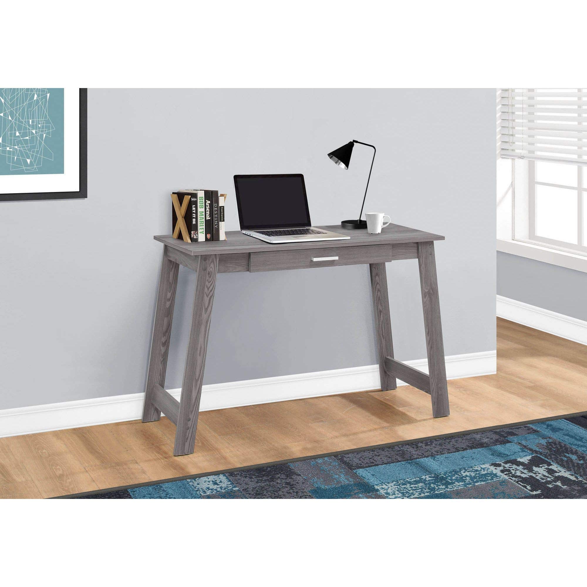 Offex 42 Inch Modern Rectangular Office Desk with Storage Drawer - Grey Wooden Computer Desk for Home Office, Study & Workspace