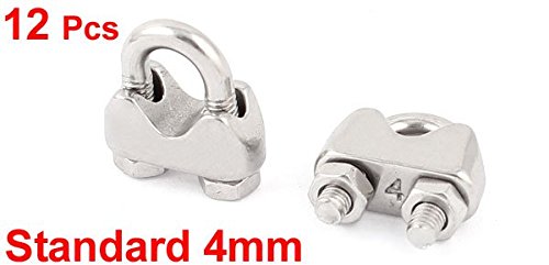 Stainless Steel Wire Rope Cable Clamp Clips 4mm (5/32 Inch) 12pcs - Heavy Duty for Marine, Rigging, Fencing & DIY Projects