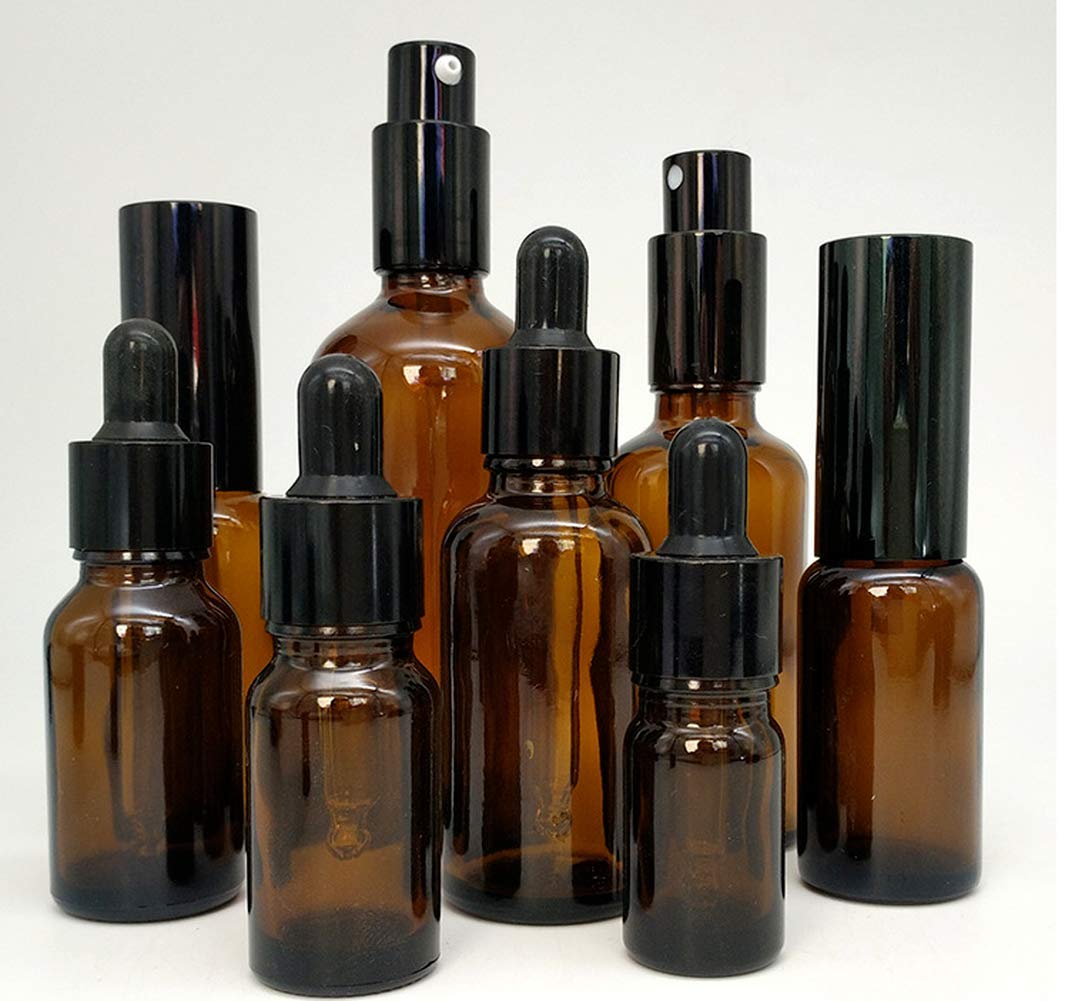 2 Pack Brown Amber Glass Bottles with Rubber Dropper Pipette - 5ml for E Juice, Beard Oil & Essential Oils | Leak Proof, UV Protection, Perfect for DIY Mixing, Travel & Gift Giving