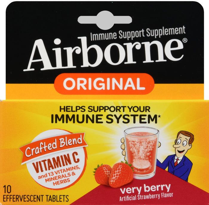 Airborne Immune Support Supplement - Very Berry Flavor with Vitamin C, Zinc & Echinacea - Boost Immunity for Cold & Flu Season | Travel, Work & Daily Wellness