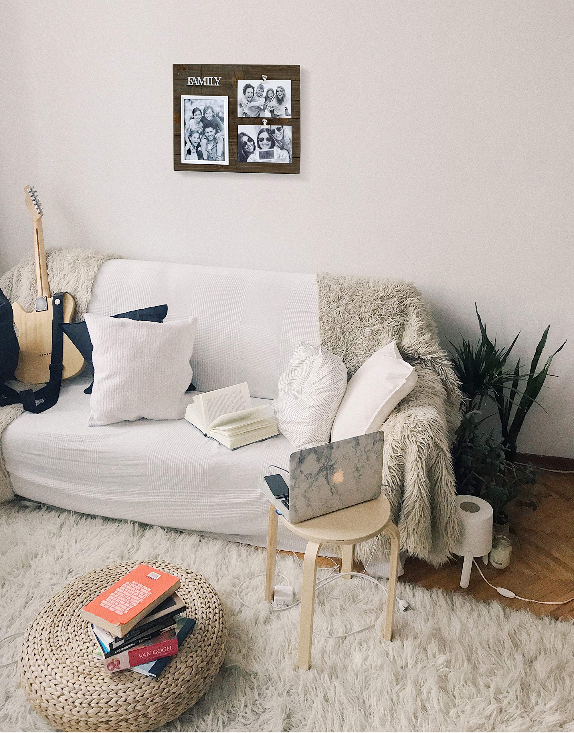 FashionCraft Rustic Wood Picture Frame - Holds One 5x7 and Two 4x6 Photos - Perfect for Home Decor, Tabletop Display & Gifts | Ideal for Living Room, Bedroom, Office & Wedding Photos