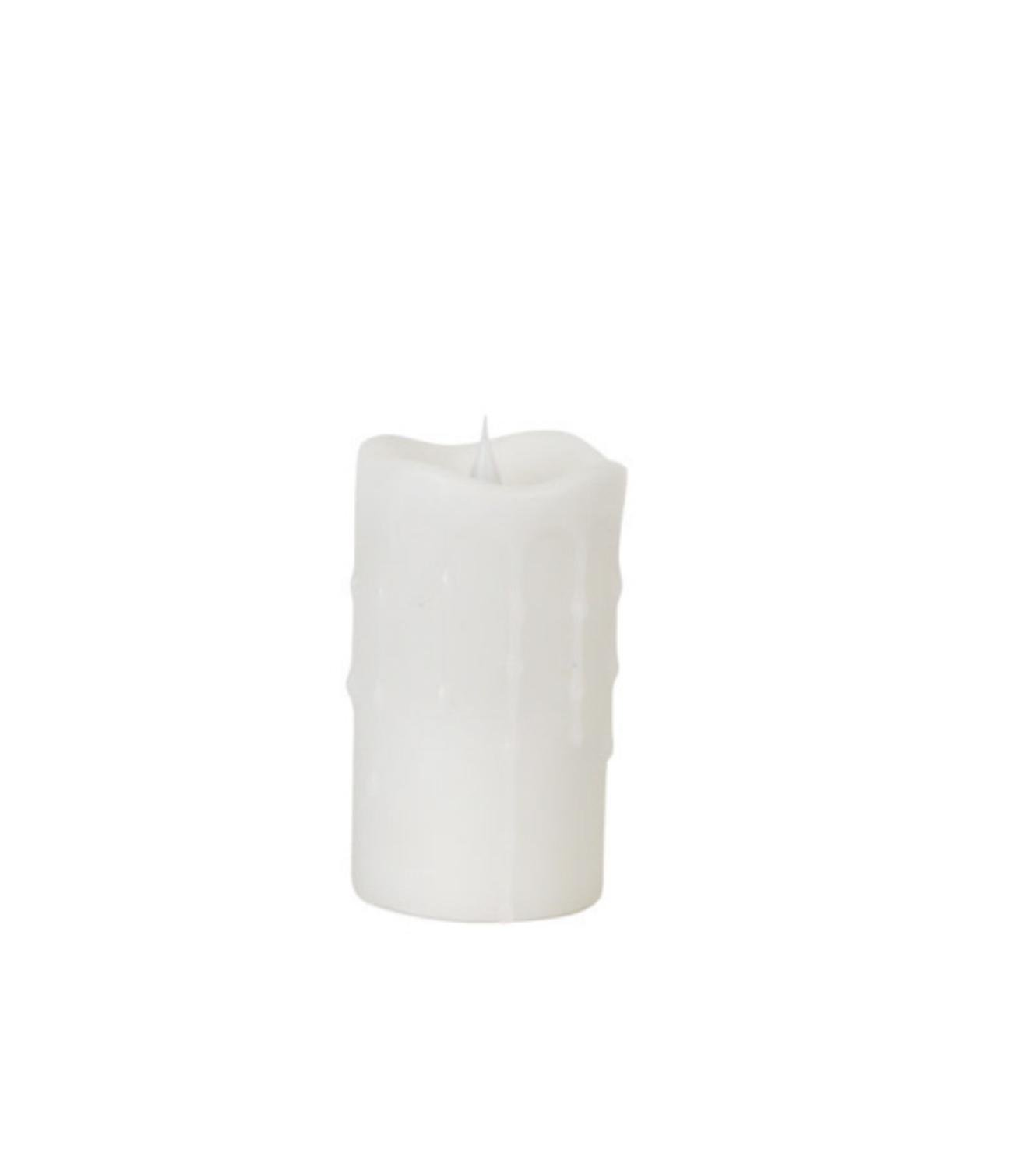 Set of 2 LED Flameless Pillar Candles - White Honeycomb Dripping Wax Design with Timer, 5 Inch Battery Operated Candles for Home Decor, Wedding Centerpieces & Romantic Dinner Ambiance